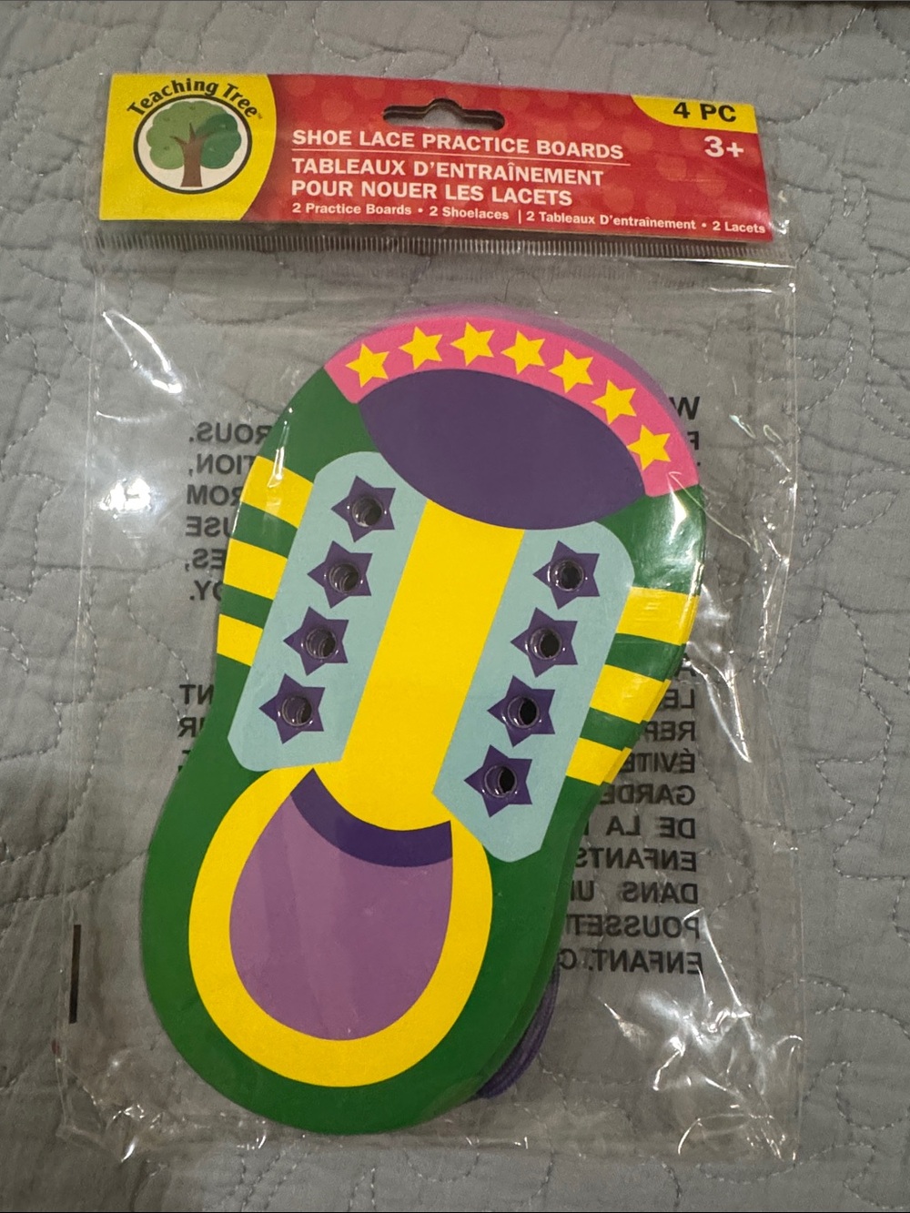 Shoe Lace Practice Boards - Green, Yellow & Purple
